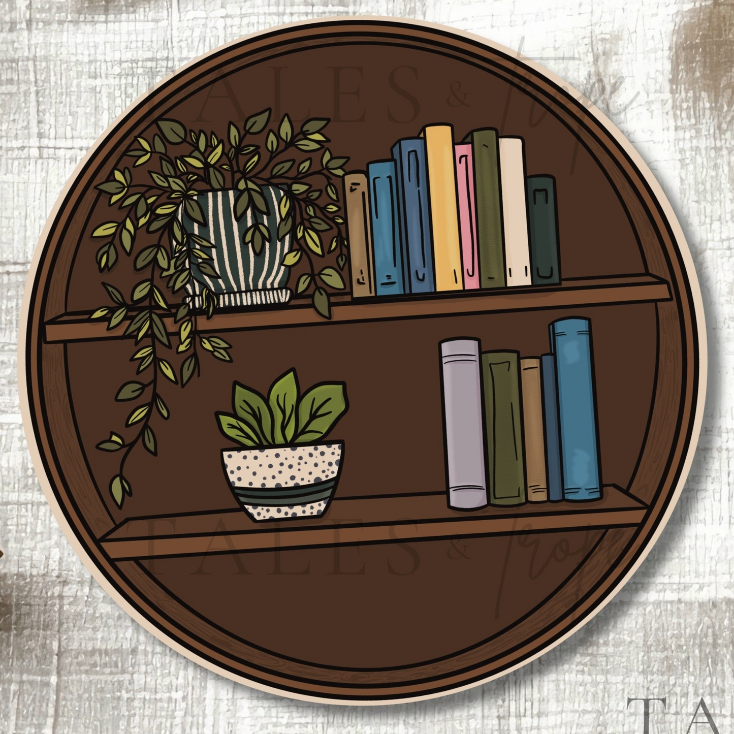 Round aesthetic bookshelf -Bookish Sticker