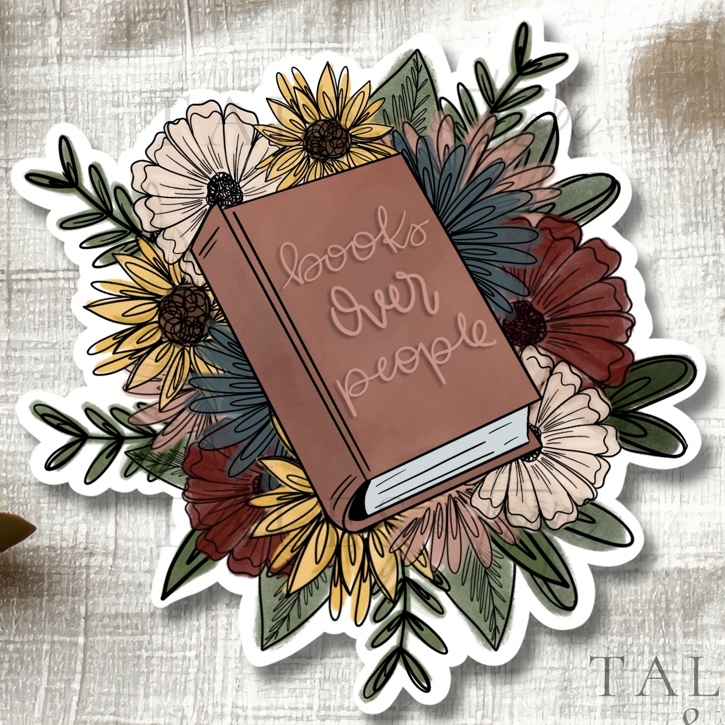 Books over people-Floral Bookish Sticker