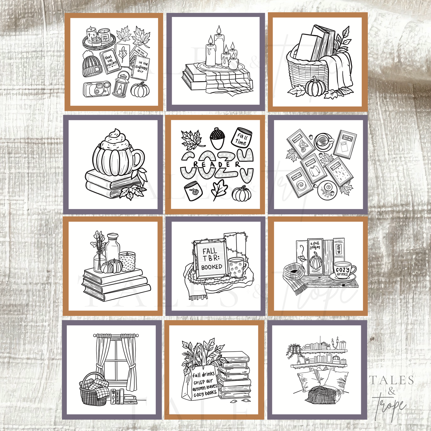Digital coloring pages-Pumpkins & Paperbacks: FULL DIGITAL COLORING BOOK