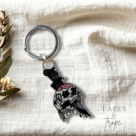 Moto knifed skull- Acrylic Keychain