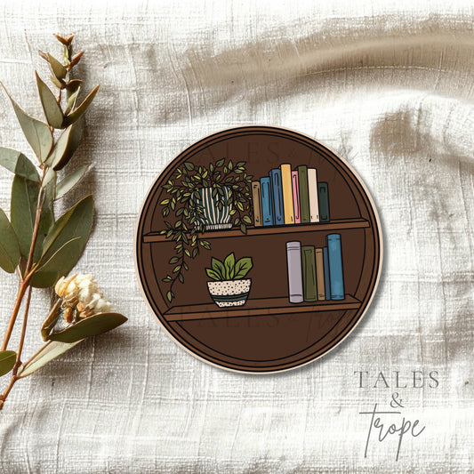 Round aesthetic bookshelf -Bookish Sticker