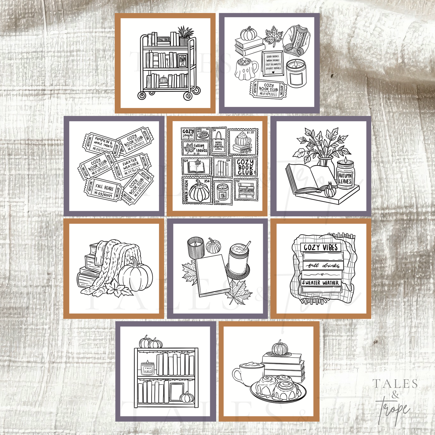 Digital coloring pages-Pumpkins & Paperbacks: FULL DIGITAL COLORING BOOK
