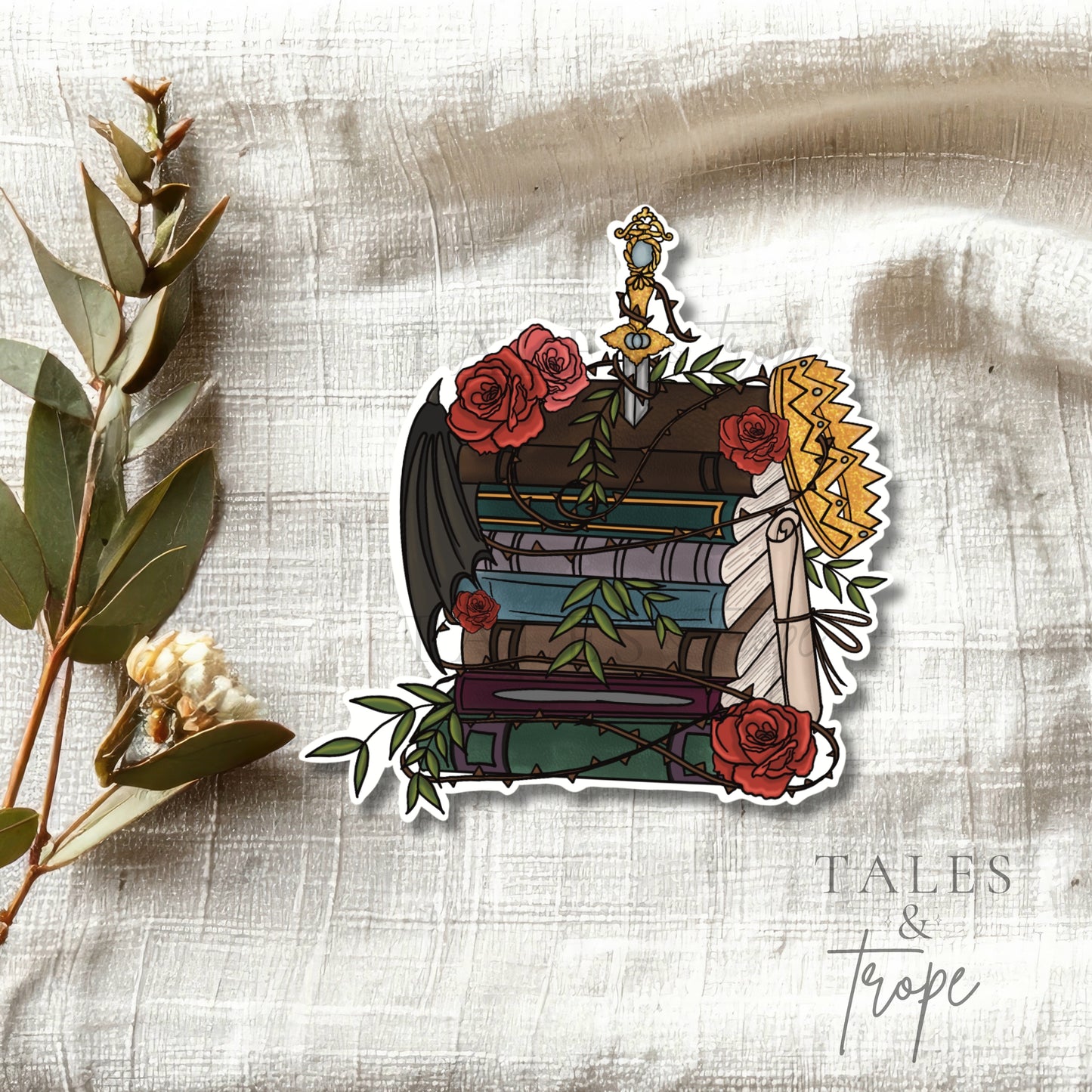 Fantasy book stack -Bookish Sticker