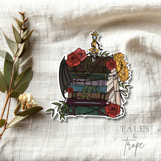 Fantasy book stack -Bookish Sticker