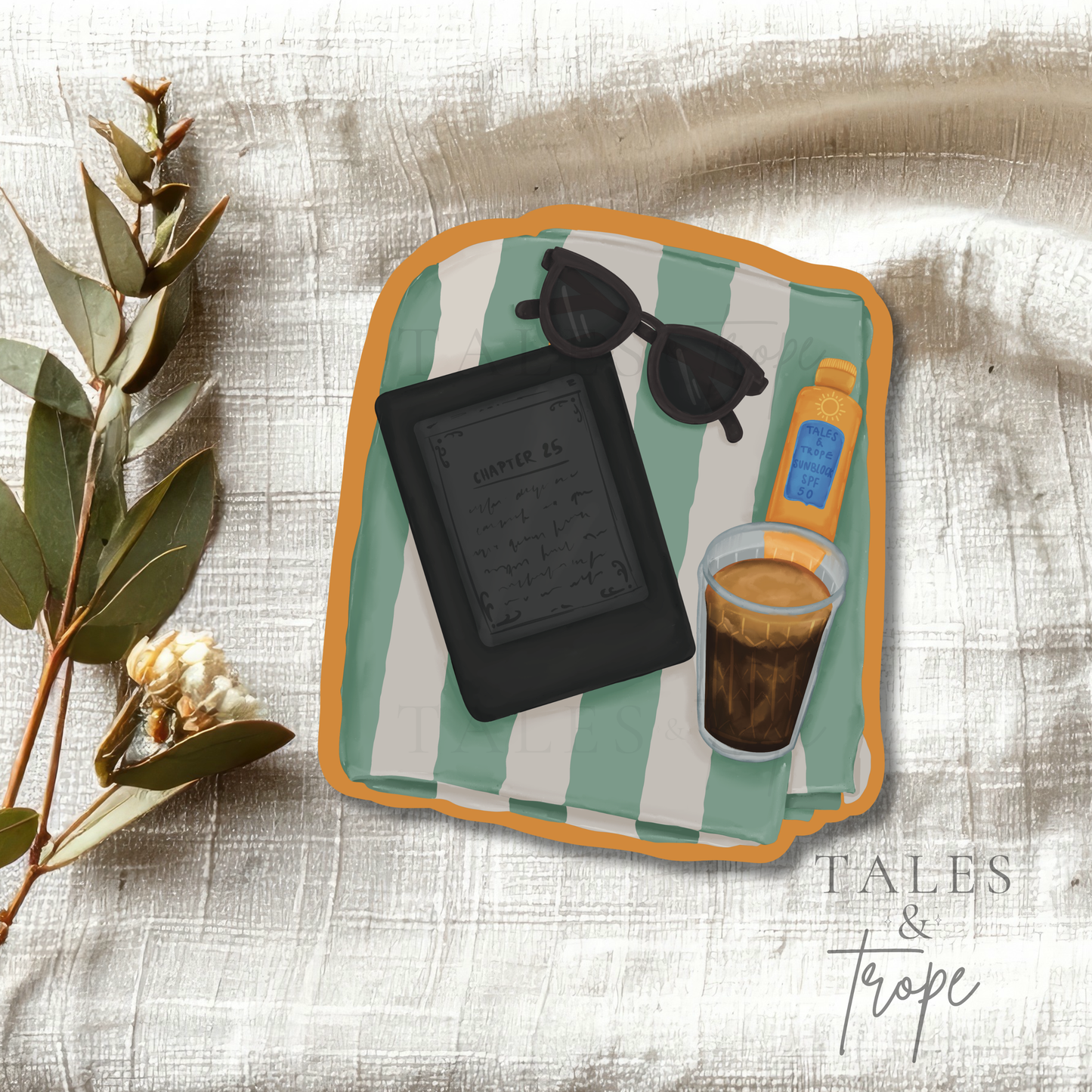 Kindle & summer flatlay -Bookish Sticker