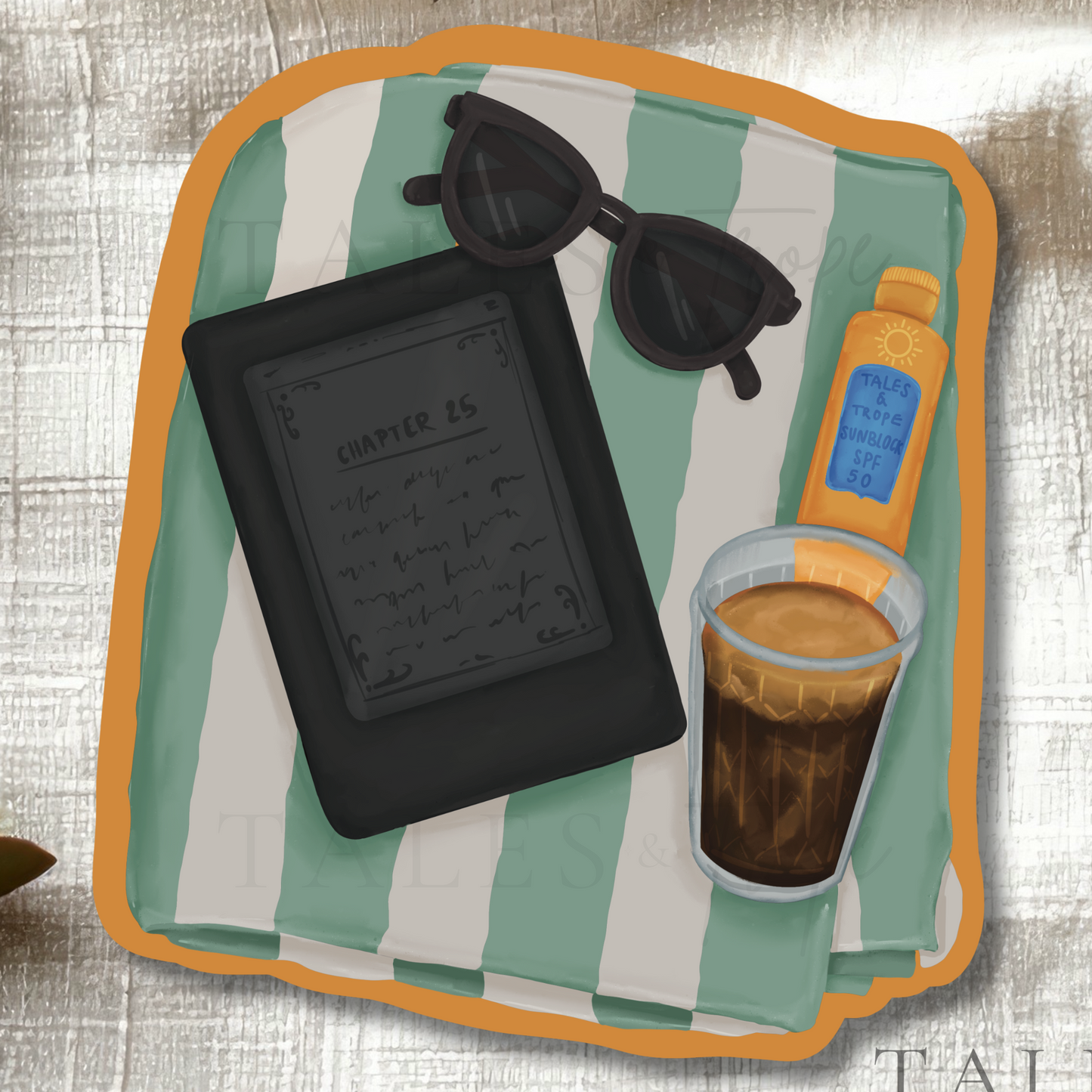 Kindle & summer flatlay -Bookish Sticker