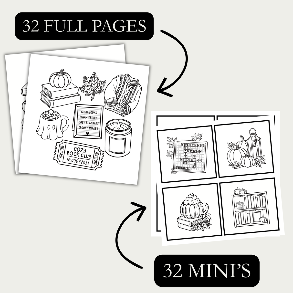 Digital coloring pages-Pumpkins & Paperbacks: FULL DIGITAL COLORING BOOK
