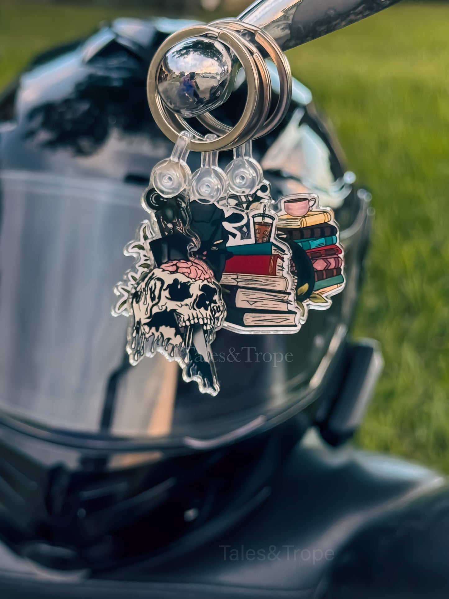 Moto knifed skull- Acrylic Keychain