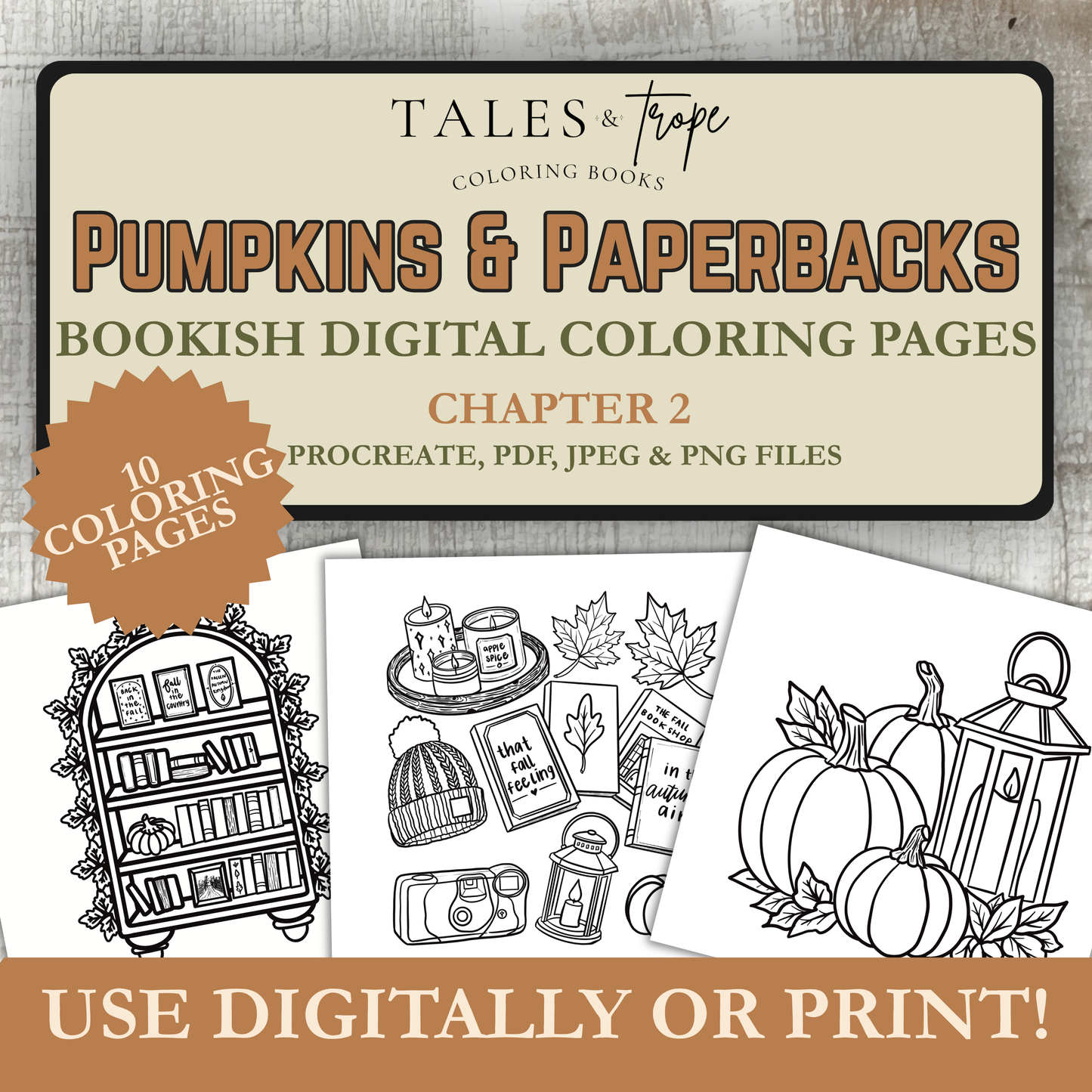 Digital coloring pages-Pumpkins & Paperbacks: Chapter 2