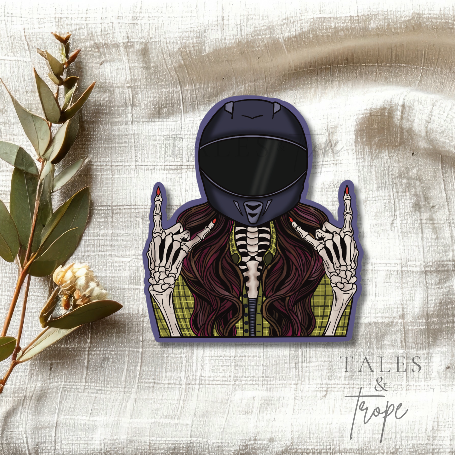 Skelly moto girl-Motorcycle Sticker