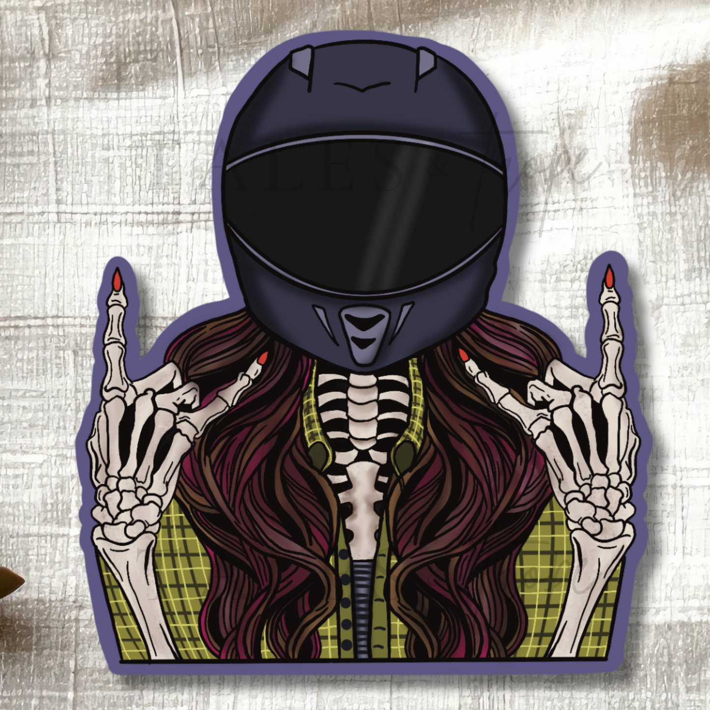 Skelly moto girl-Motorcycle Sticker