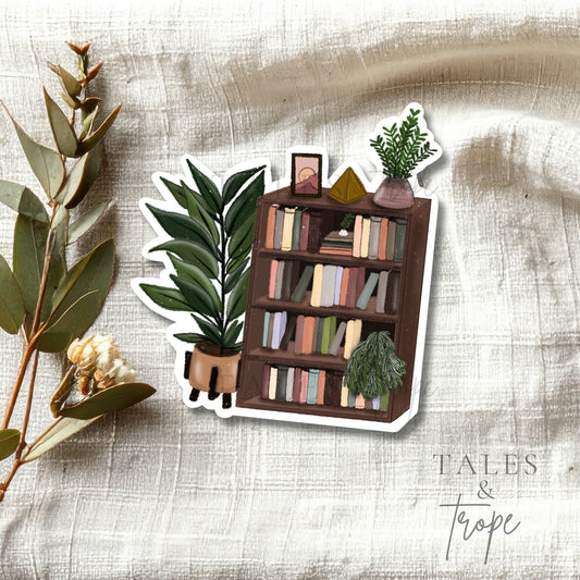 Plants & books bookshelf -Bookish Sticker