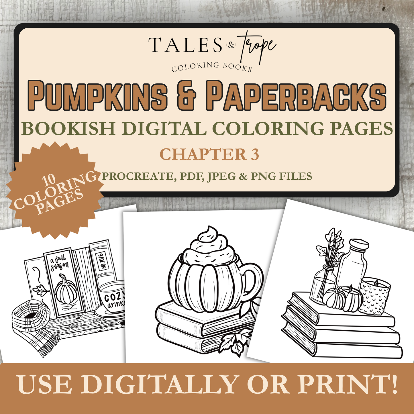 Digital coloring pages-Pumpkins & Paperbacks: Chapter 3