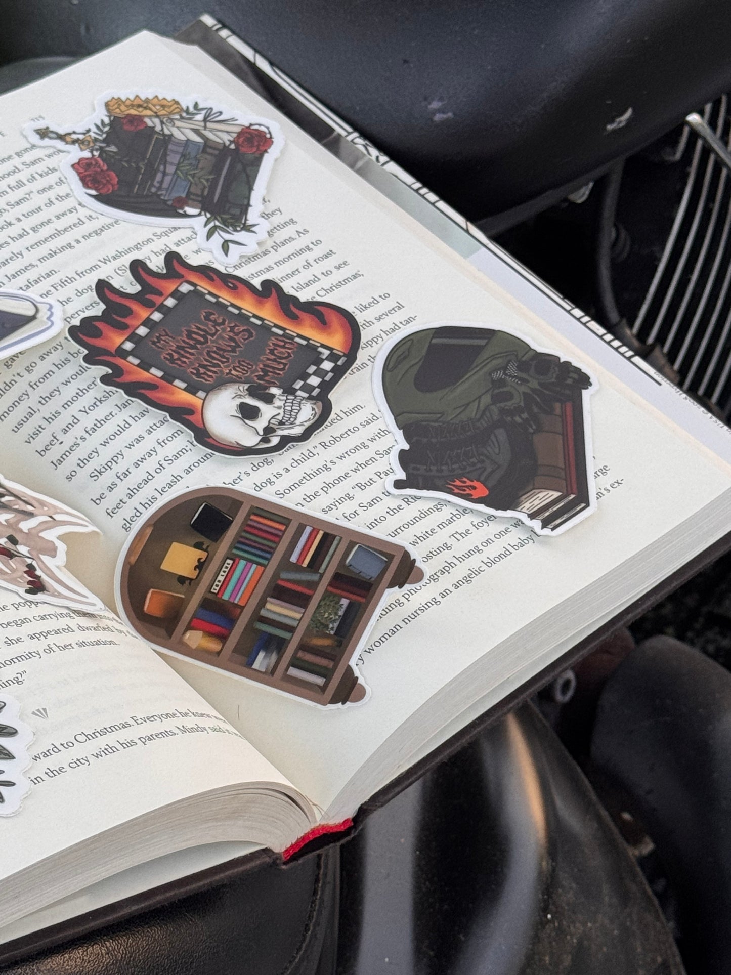Edgy biker book stack- Bookish/Motorcycle Sticker